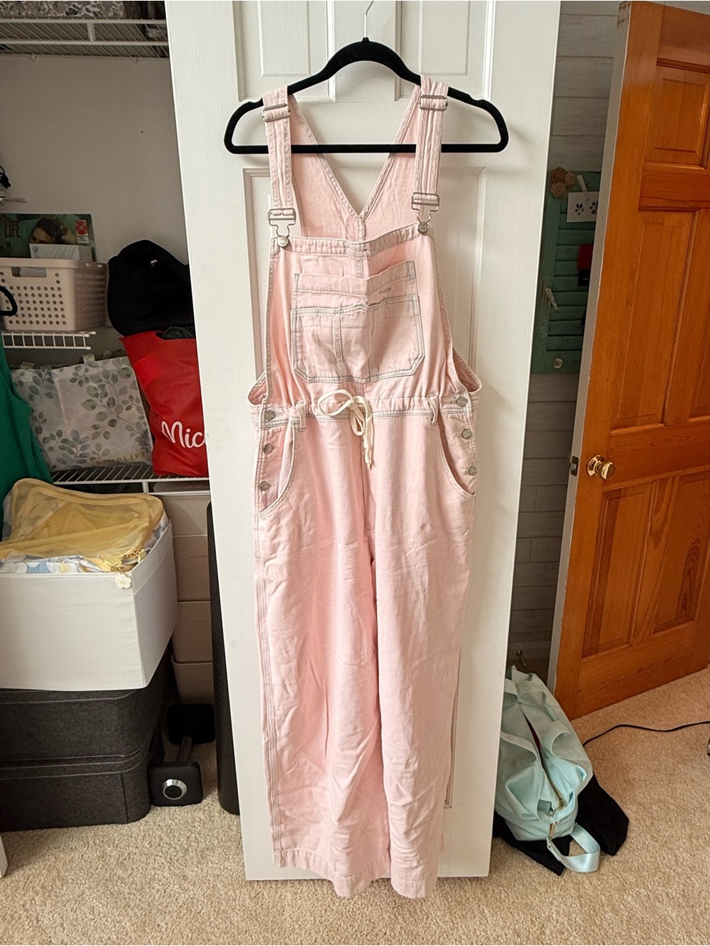 GAP Light Pink Cotton Overalls with Drawstring Waist